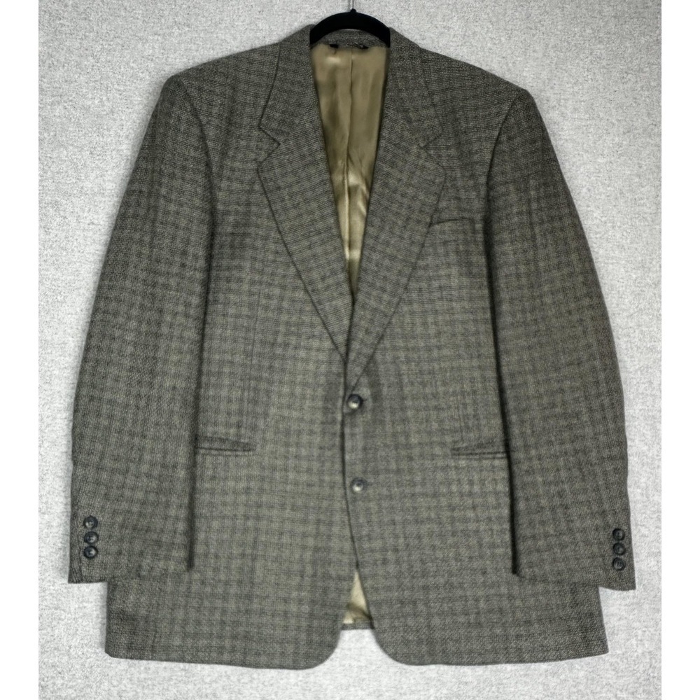 Vito Rufolo Blazer Mens 44 Long Gray Check Wool Silk Made in Italy Sport Coat